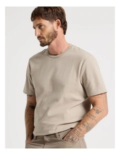 Textured Pique T-Shirt in Sand