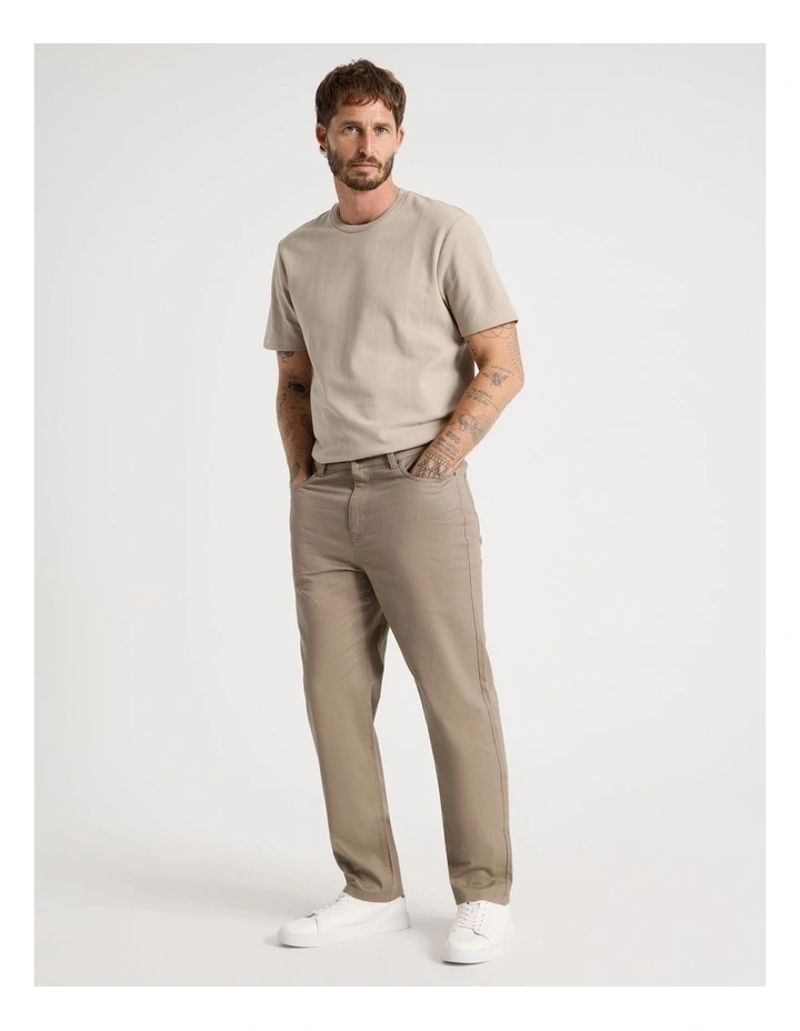 Textured Pique T-Shirt in Sand image 2