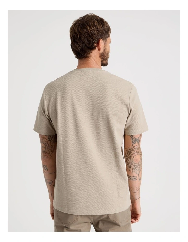 Textured Pique T-Shirt in Sand image 6