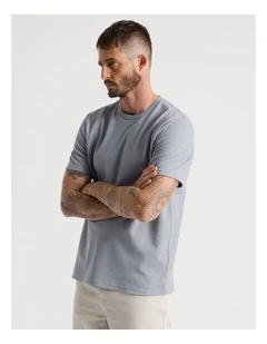 Textured Pique T-Shirt in Steel