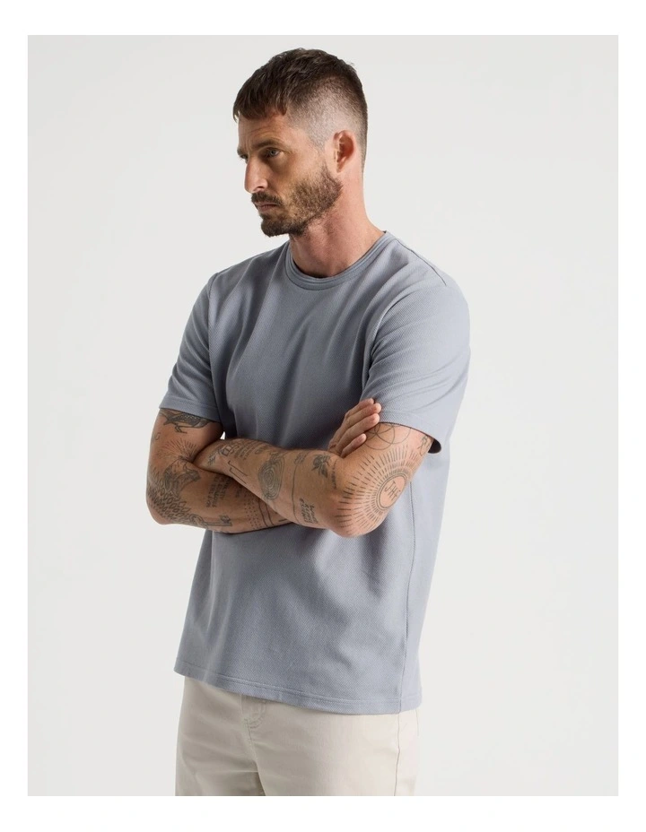 Textured Pique T-Shirt in Steel image 1