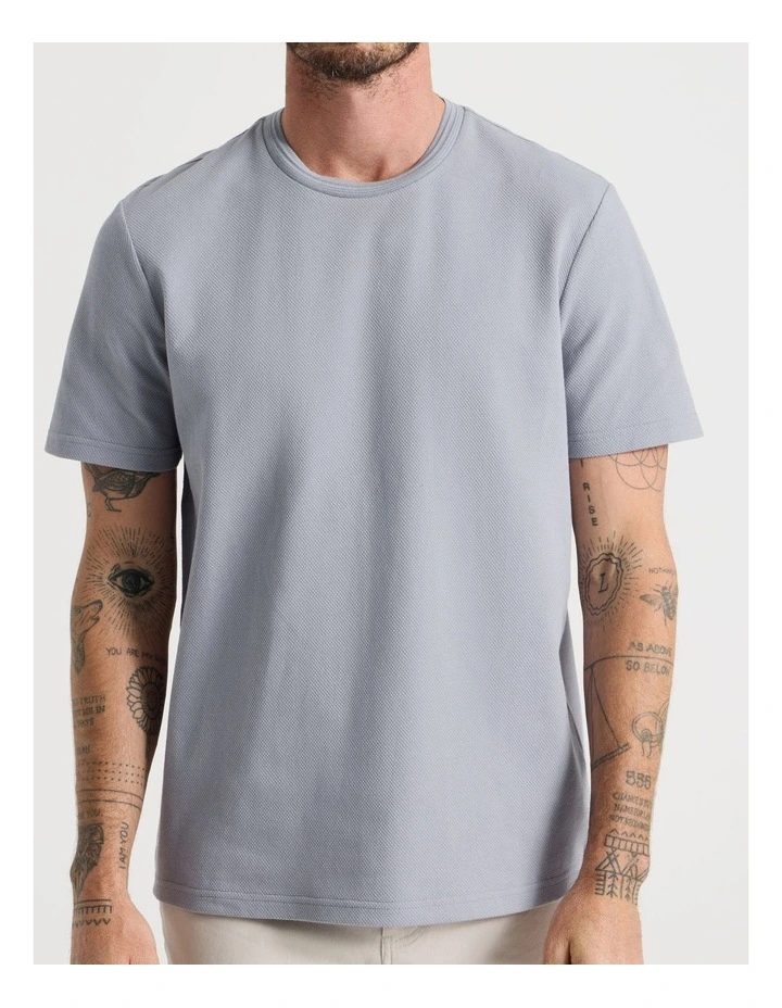 Textured Pique T-Shirt in Steel image 2
