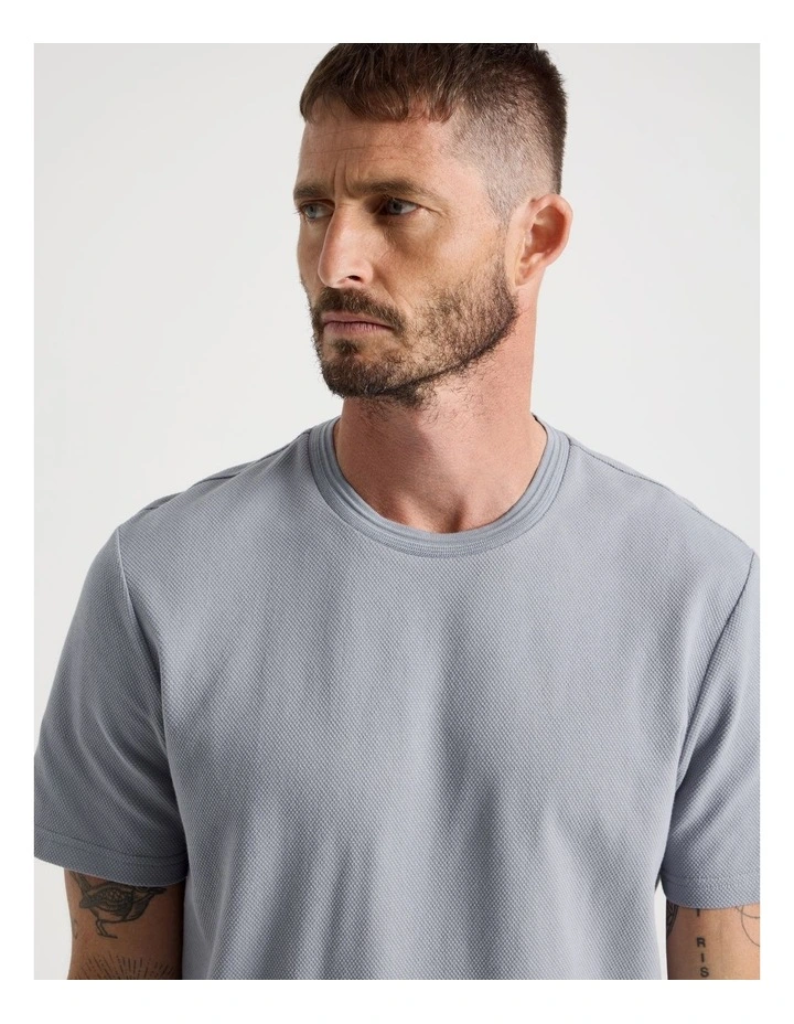 Textured Pique T-Shirt in Steel image 4