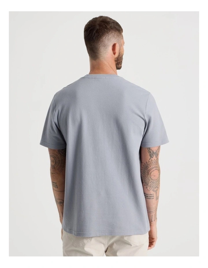 Textured Pique T-Shirt in Steel image 5