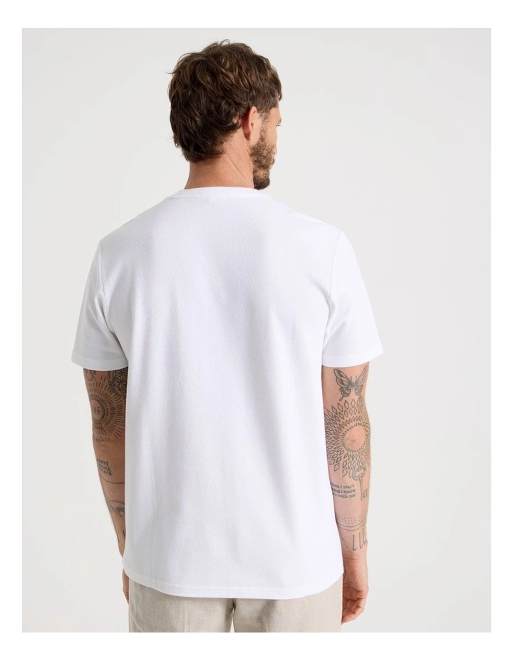 Textured Pique T-Shirt in White image 6