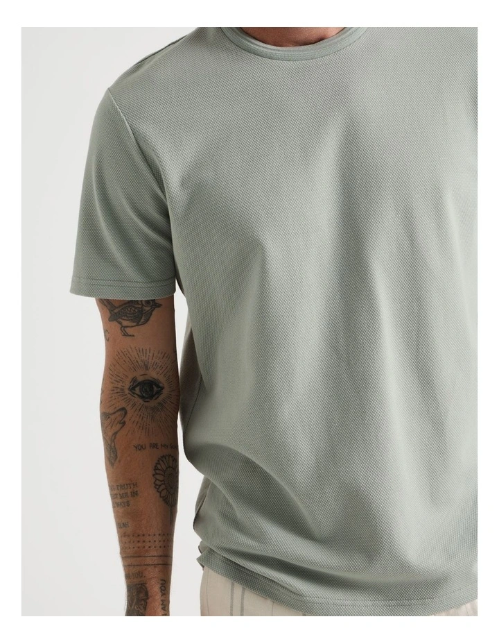 Textured Pique T-Shirt in Seagrass image 3