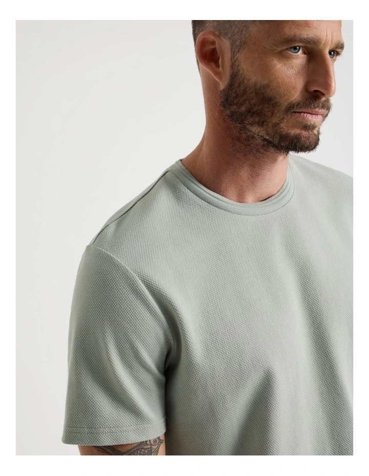 Textured Pique T-Shirt in Seagrass image 4