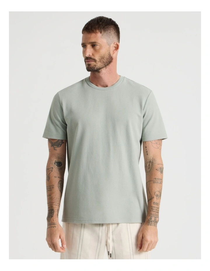 Textured Pique T-Shirt in Seagrass image 5