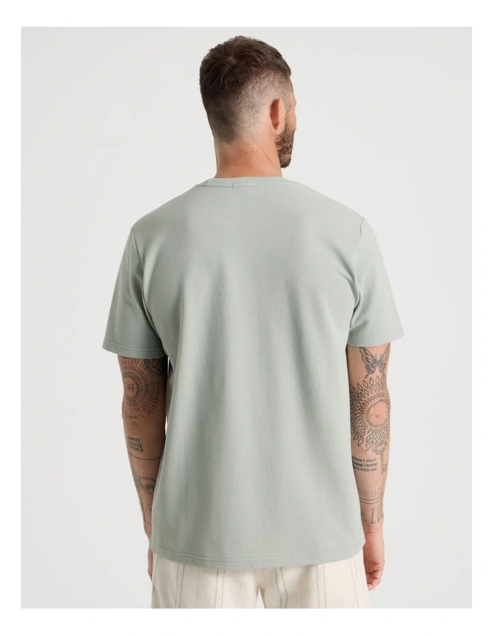 Textured Pique T-Shirt in Seagrass image 6