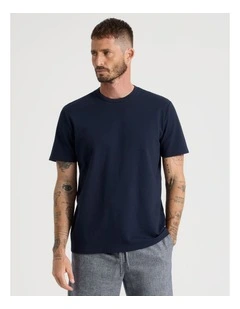 Textured Pique T-Shirt in Navy