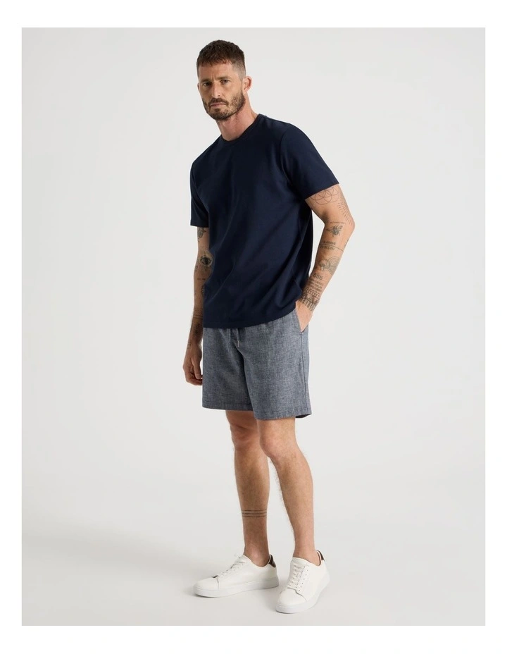 Textured Pique T-Shirt in Navy image 2