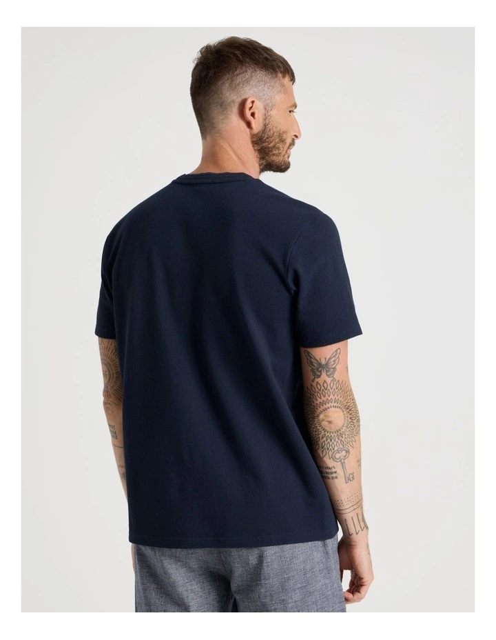 Textured Pique T-Shirt in Navy image 6