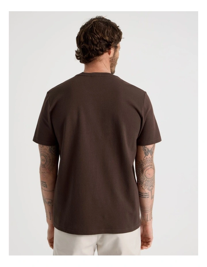 Textured Pique T-Shirt in Chocolate image 5