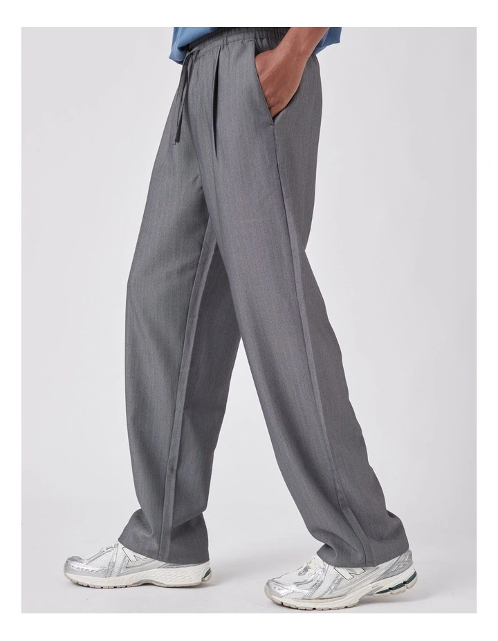 Boxy Suit Pant in Grey Herringbone image 1