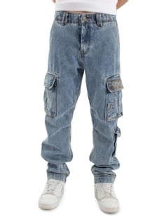 Colby Denim Cargo Pant in Blue