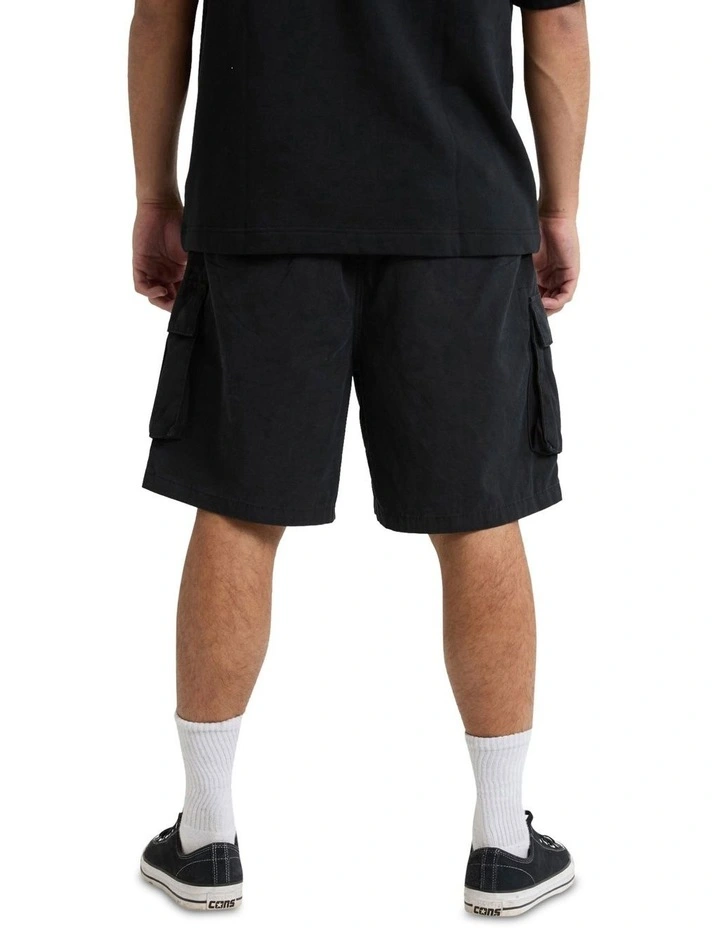 Mosh Baggy Cargo Short in Black image 2