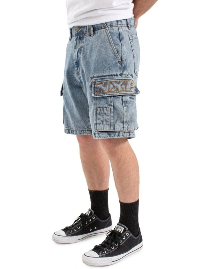 Colby Denim Cargo Shorts in Blue image 3