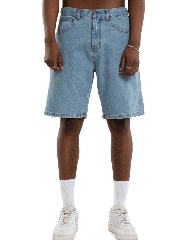 Dillon Denim Jort Shorts in Mid Blue image 1