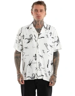 Scatter Resort Short Sleeve Shirt in White