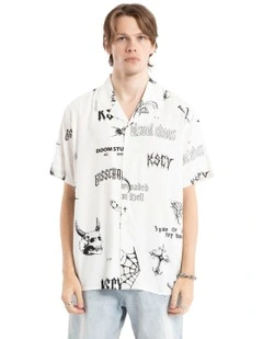 Coffin Relaxed Short Sleeve Shirt in White Print