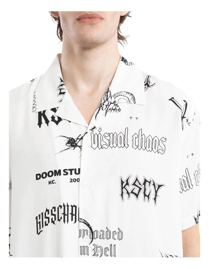 Coffin Relaxed Short Sleeve Shirt in White Print image 4