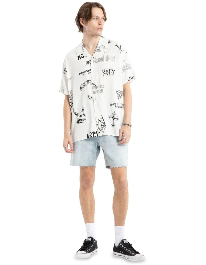Coffin Relaxed Short Sleeve Shirt in White Print image 5