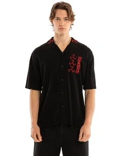 Shadowrun Short Sleeve Button Up Shirt in Black