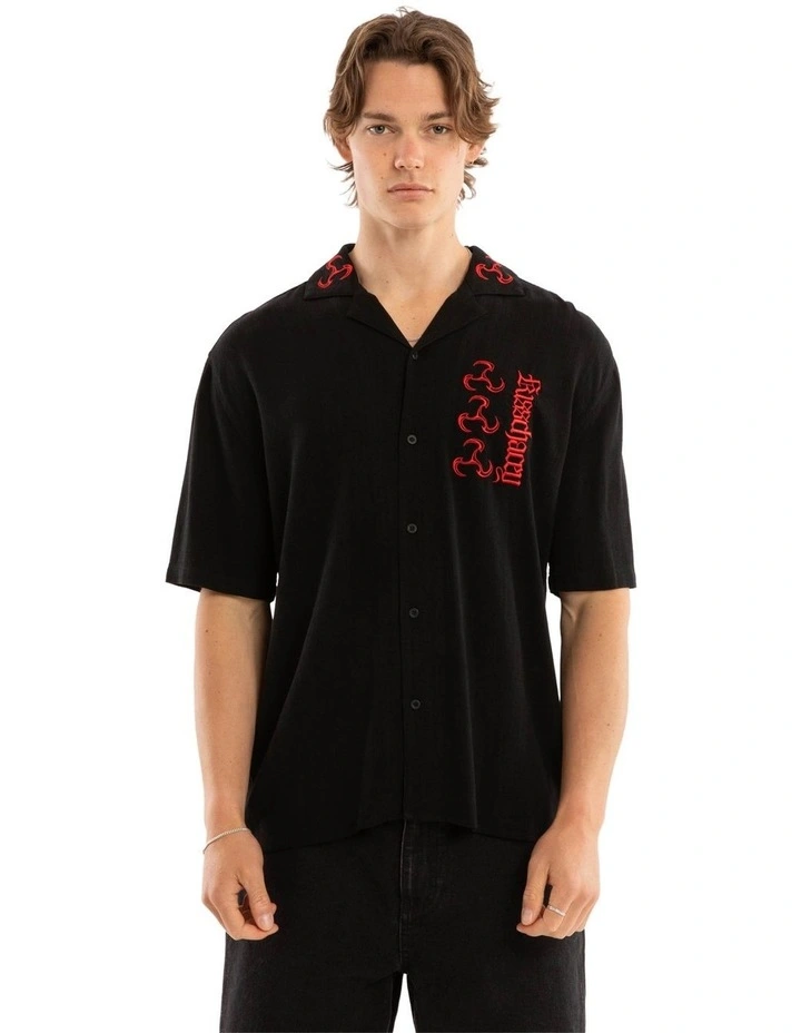 Shadowrun Short Sleeve Button Up Shirt in Black image 1
