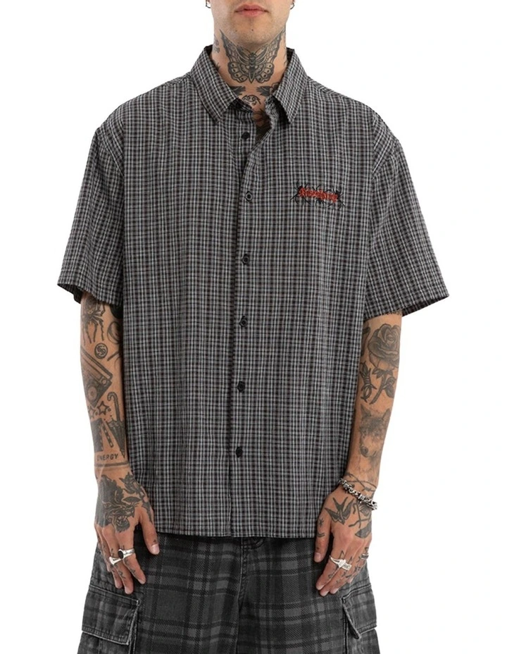 Devotion Button Up Short Sleeve Shirt in Black image 1