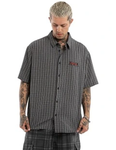 Devotion Button Up Short Sleeve Shirt in Black
