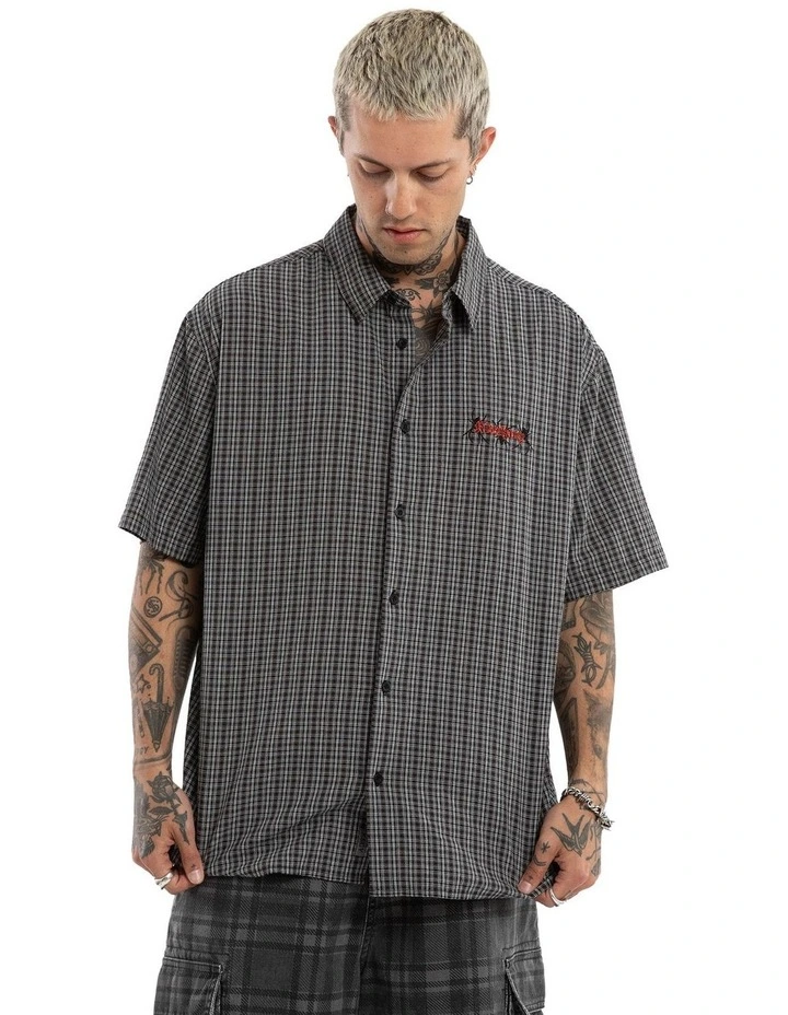 Devotion Button Up Short Sleeve Shirt in Black image 1