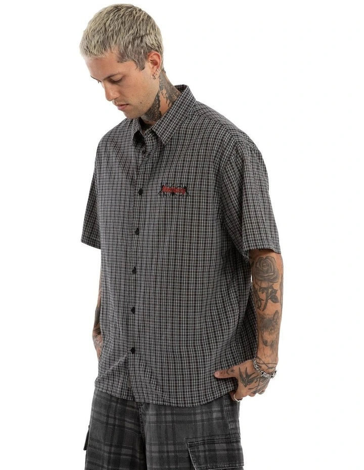 Devotion Button Up Short Sleeve Shirt in Black image 3
