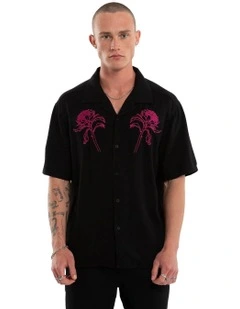 Florisim Cropped Resort Shirt in Black