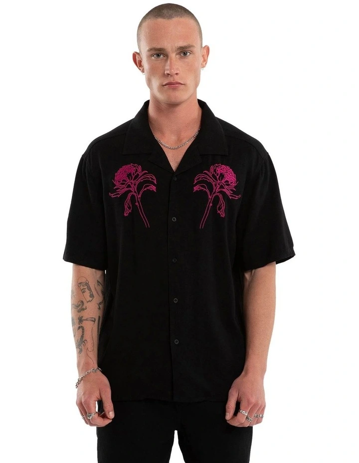 Florisim Cropped Resort Shirt in Black image 1
