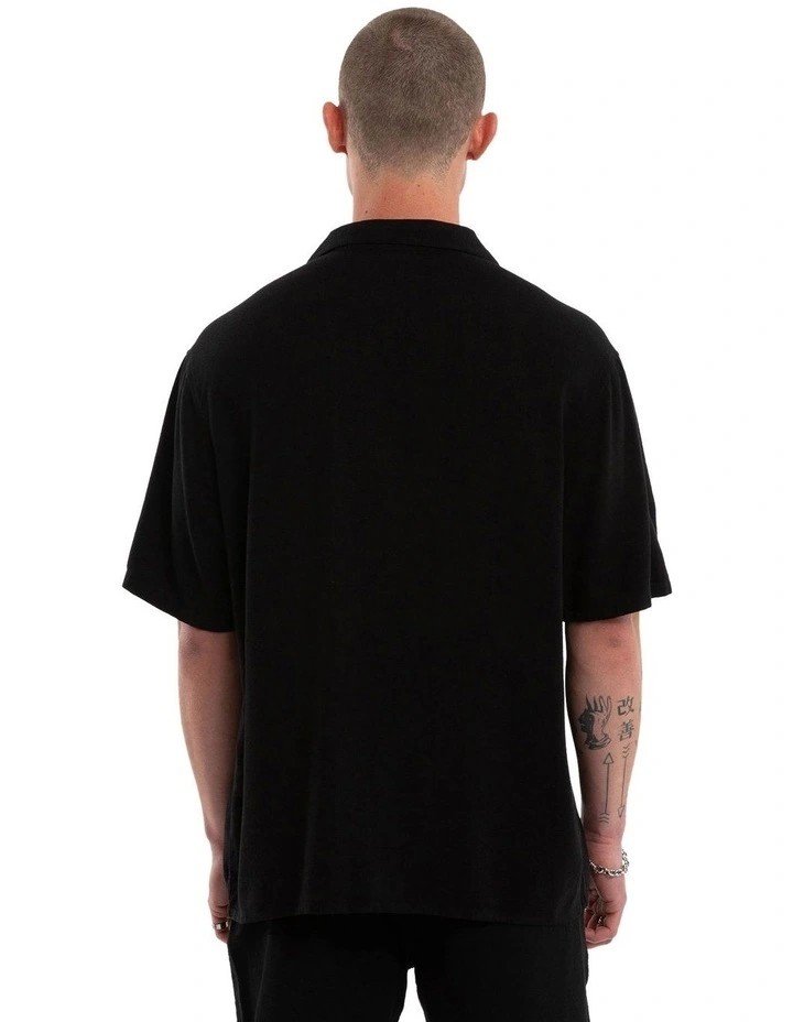Florisim Cropped Resort Shirt in Black image 2