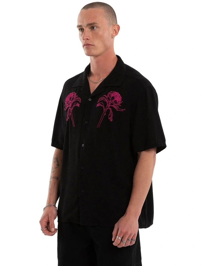 Florisim Cropped Resort Shirt in Black image 3