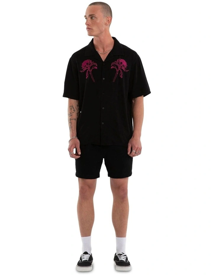 Florisim Cropped Resort Shirt in Black image 6