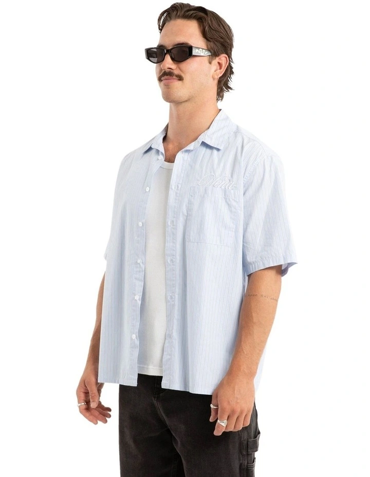 Grander Skate Short Sleeve Shirt in Blue Stripe image 3