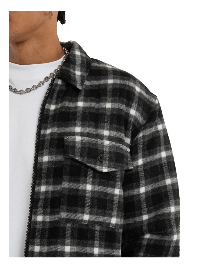 Future Relaxed Overshirt in Grey Check image 3
