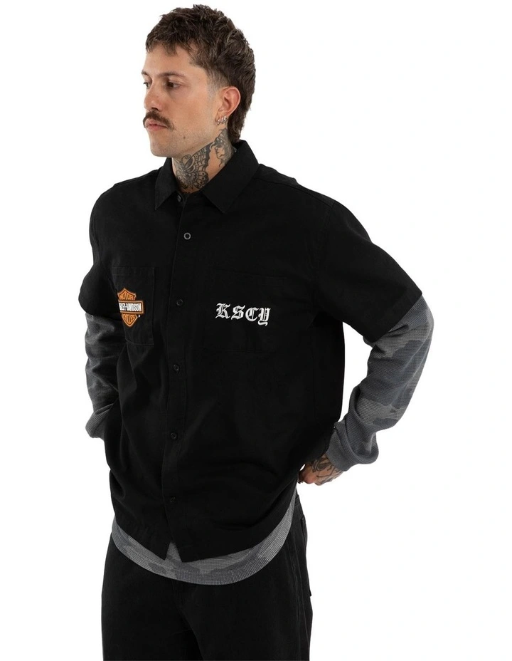 Harley Davidson Customs Short Sleeve Mechanic Shirt in Black image 5