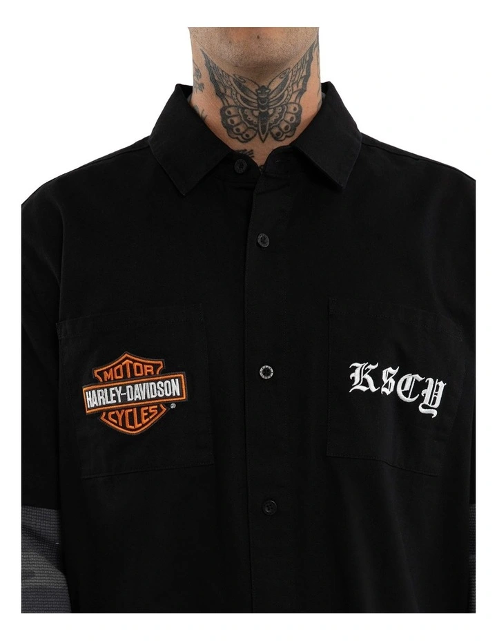 Harley Davidson Customs Short Sleeve Mechanic Shirt in Black image 6
