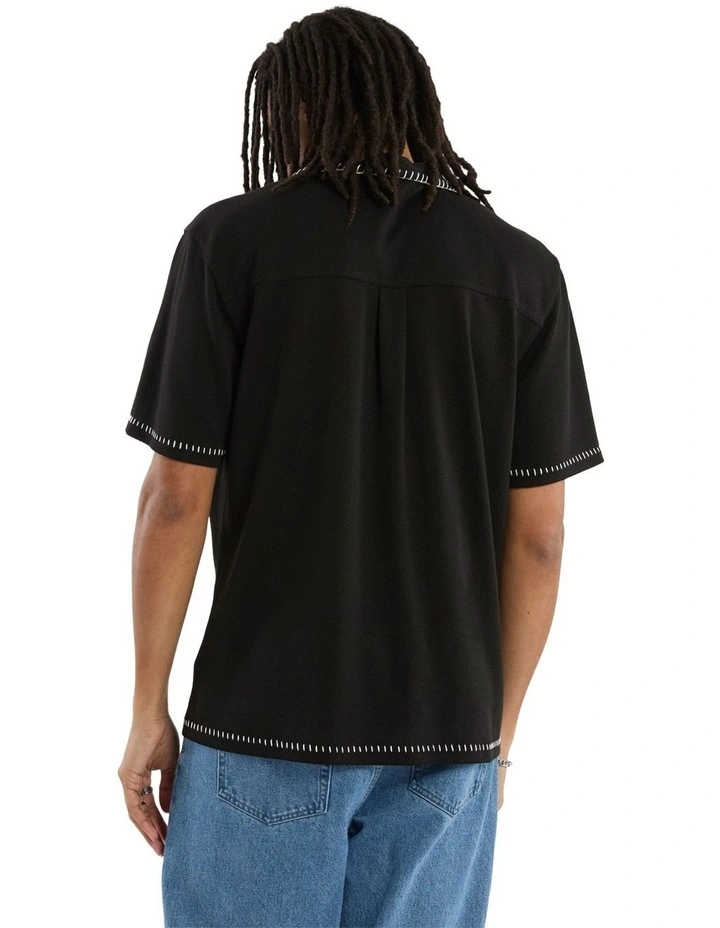 Insignia Crop Resort Shirt in Black image 2