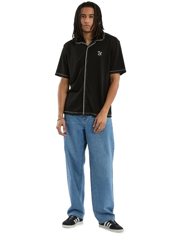 Insignia Crop Resort Shirt in Black image 6