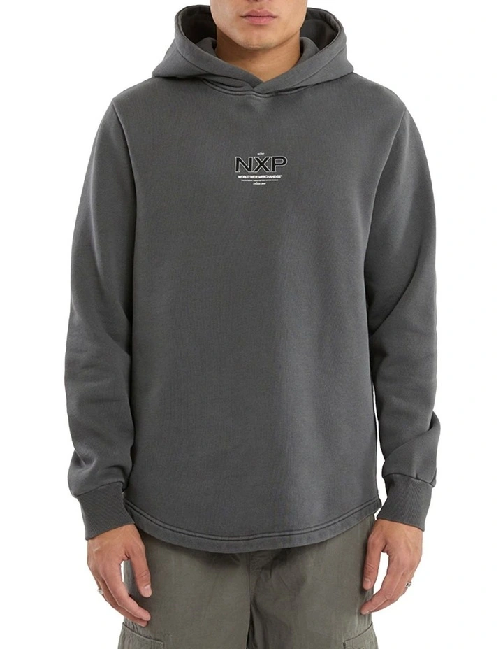 Peak Dual Curved Hoodie in Pigment Charcoal image 3