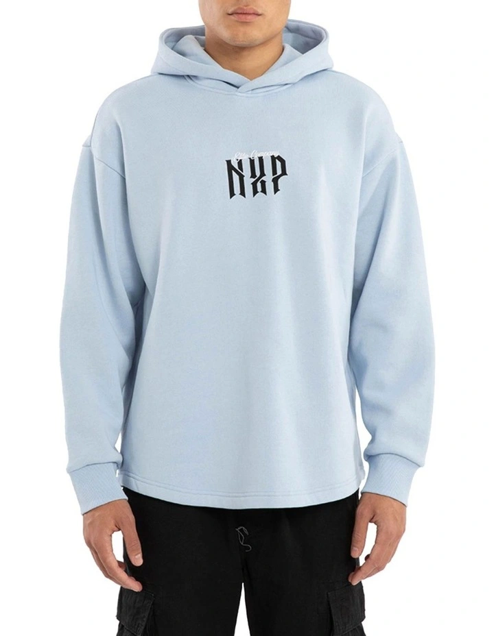 Dominate Relaxed Curved Hoodie in Blue image 2