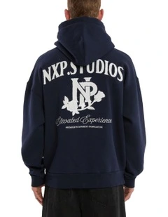 Fray Motion Box Fit Hoodie in Black Iris