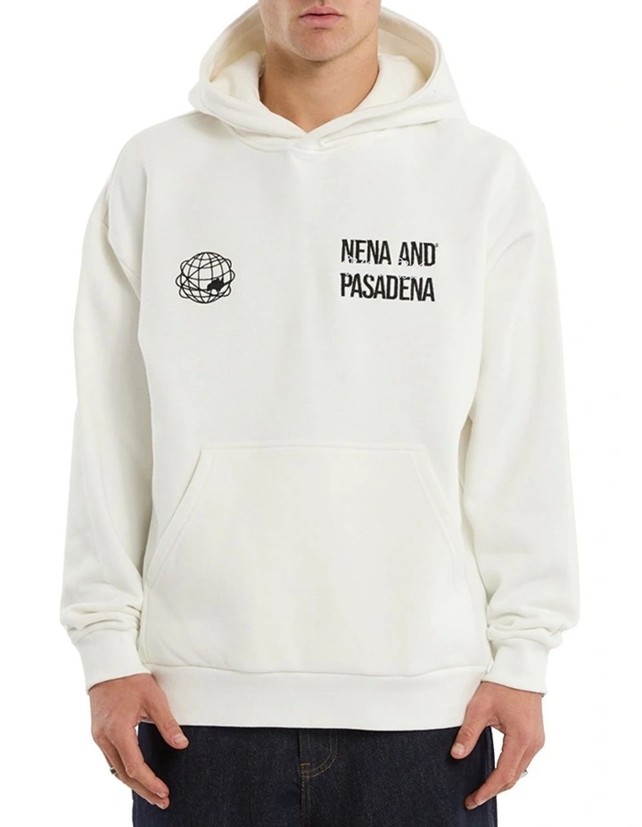 Caution Relaxed Hoodie in White image 3