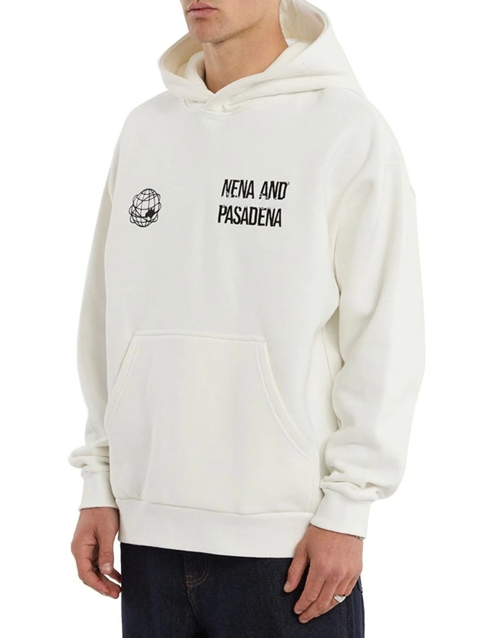 Caution Relaxed Hoodie in White image 5