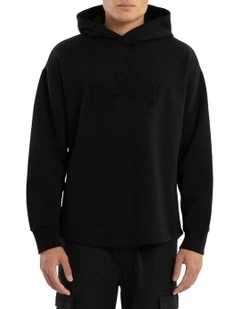 Supreme Relaxed Curved Hoodie in Black
