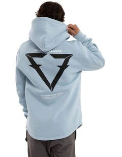 Track Dual Curved Hoodie in Blue